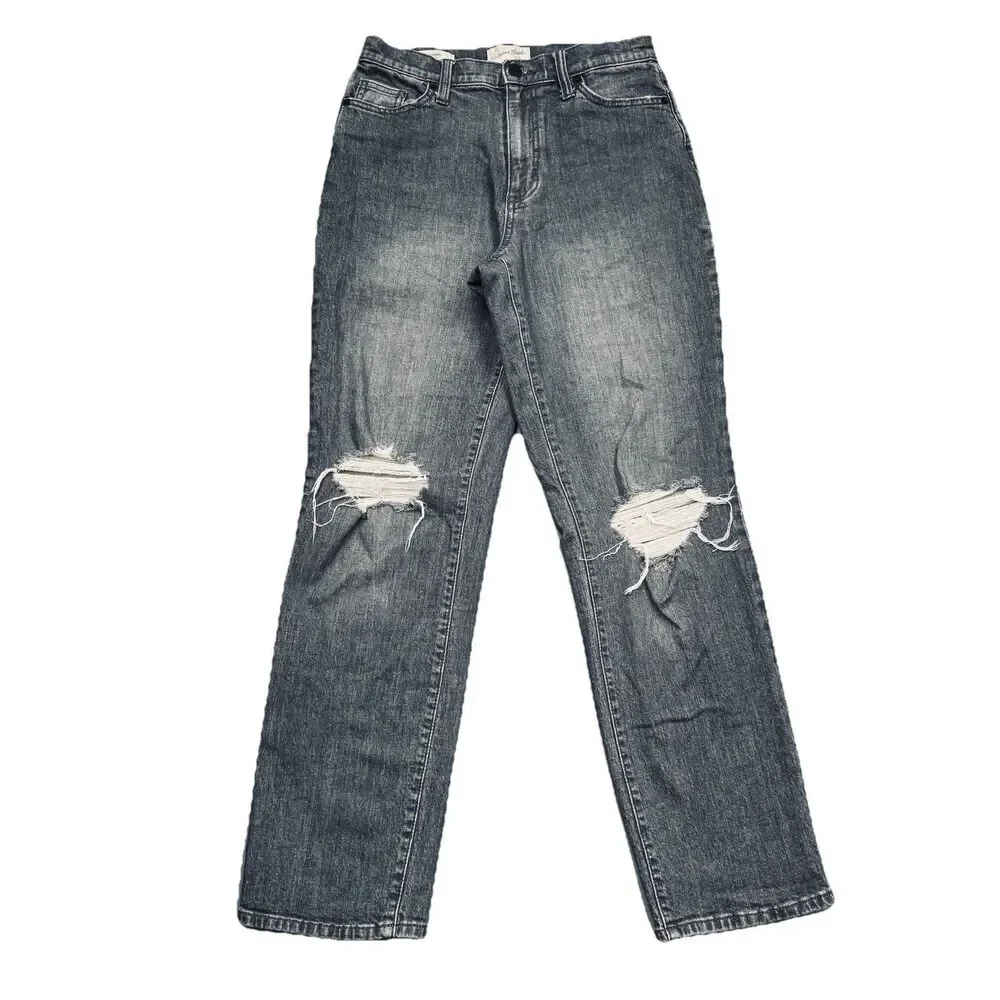 Universal Thread Vintage Straight Jeans 2/26 (27x29) Gray Blue Distressed Womens